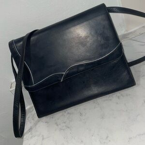 Navy Bally leather bag